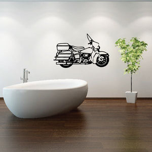 Dirt bike wall decal vinyl sticker, black line art motorcycle with rider
