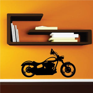 Dirt bike wall decal with black motorcycle silhouette and detailed wheels