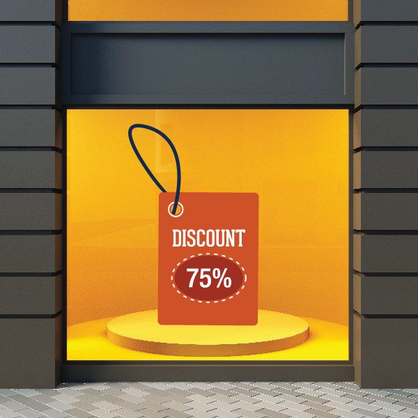 Image of Discount 75% Retail Discount Sign Wall Decal - Vinyl Decal - Car Decal - Idcolor056