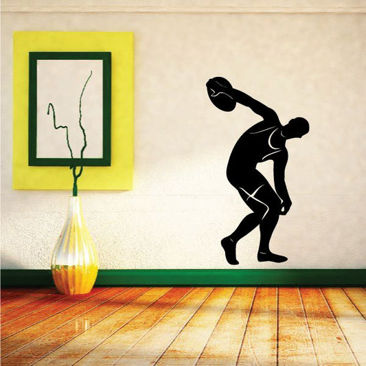 Image of Discus Guy Disk Throwing Track And Field Wall Decal - Vinyl Decal - Car Decal - MC001