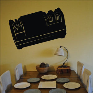 Black wall decal with gold-lined rack design
