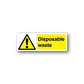 Disposable waste sticker, yellow with hazard triangle and exclamation mark warning