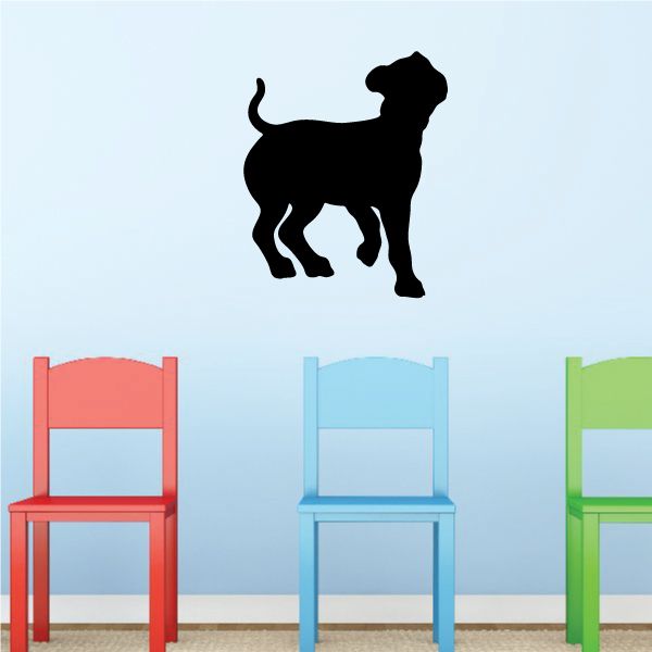 Black distracted puppy decal silhouette, side view