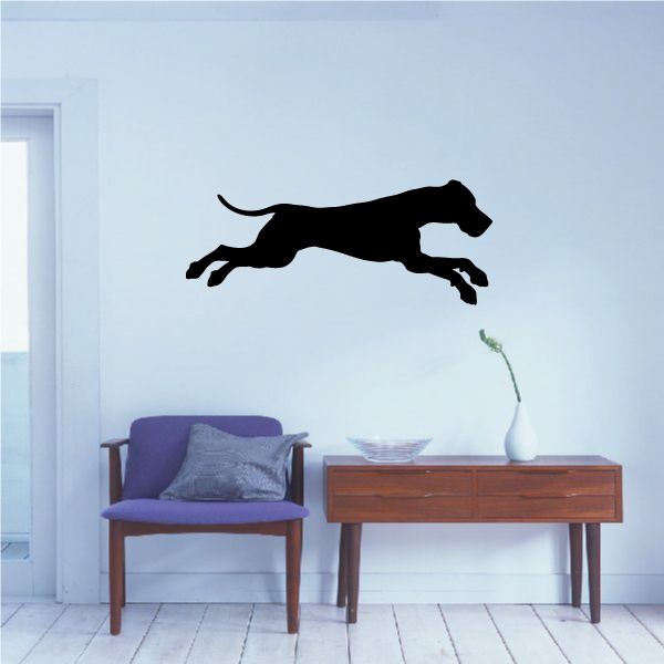 Diving Great Dane decal, black dog silhouette with paws reaching forward