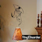 Diving great white shark decal, black-outlined shark with open mouth and fins