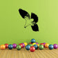 Diving hawk decal, black and green with yellow highlights, wings spread