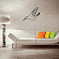 Diving hummingbird decal with wings spread, black line art