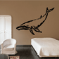 Diving humpback whale decal, black silhouette swimming through water