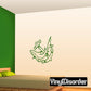 Shark and anchor wall decal, green outline design