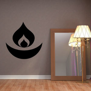 Black flame candle wall decal sticker with curved leaf shapes