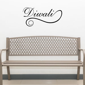 Diwali wall decal with black cursive 'Diwali' lettering