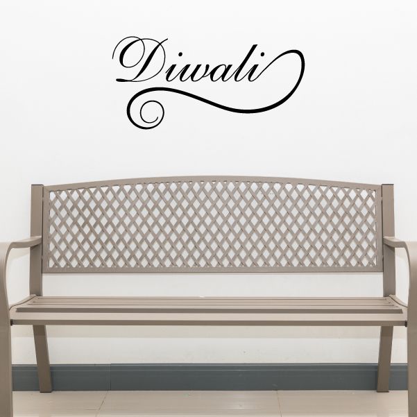 Diwali wall decal with black cursive 'Diwali' lettering