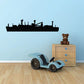 Black naval ship silhouette wall decal with funnel and mast details