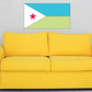 Djibouti flag sticker with blue top, white triangle, red star, and green bottom stripe