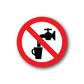 Do not drink sticker: red prohibition circle with crossed drink icons