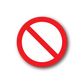 No symbol sticker: red prohibition circle with diagonal slash