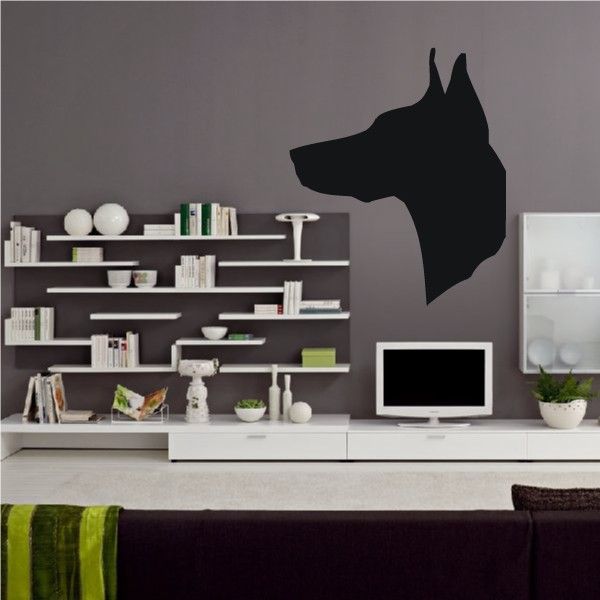 Doberman Pinscher head wall decal, black silhouette