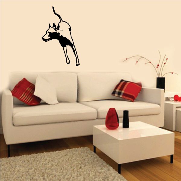 Doberman pinscher wall decal with black detailed silhouette