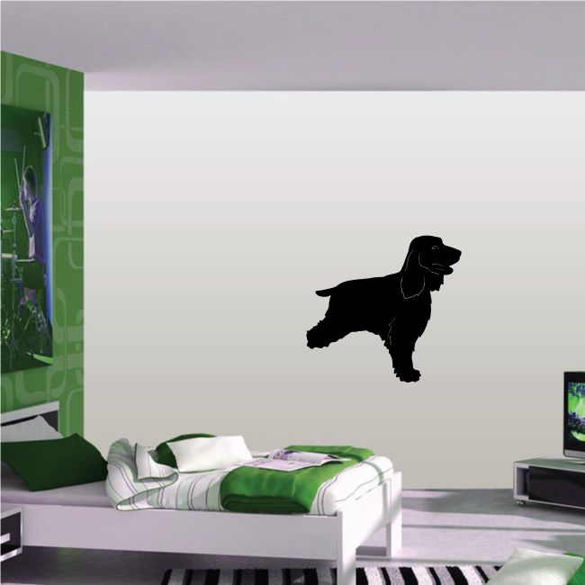 Docked English cocker spaniel wall decal, black silhouette
