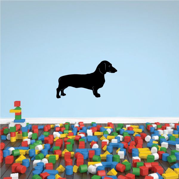 Black dachshund silhouette decal, docked tail dog wall sticker