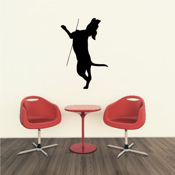 Dog barking up a tree decal, black dog silhouette with raised head