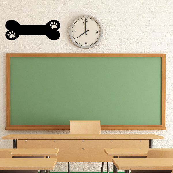 Dog bone and paw print wall decal, black