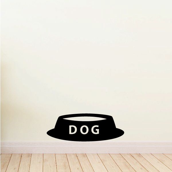 Dog bowl decal with black bowl and white DOG lettering