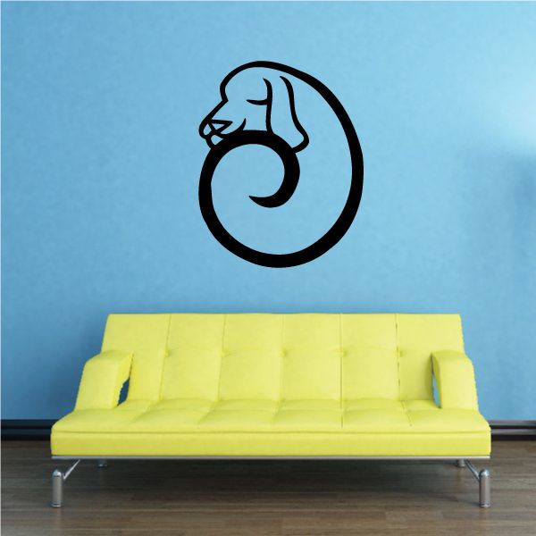 Chinese zodiac dog symbol wall decal, black outline in a circular badge