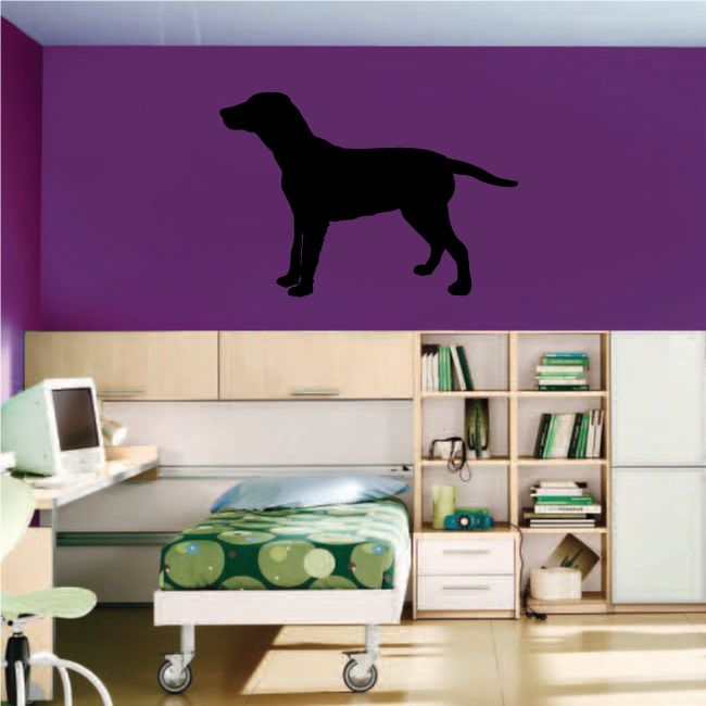 Dog decal: black standing dog silhouette, tail up