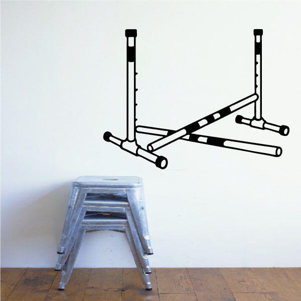 Dog jump bar obstacle decal with two upright posts and crossbar, black.