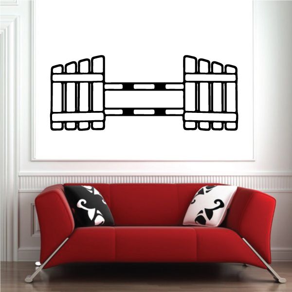 Dog jump fence obstacle decal, black outline with striped jump rails