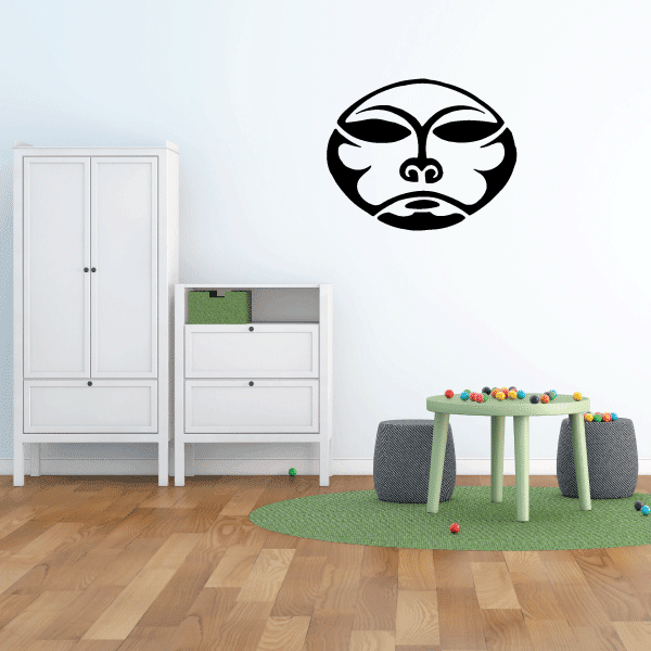 Dog moon face wall decal, black and white circular design