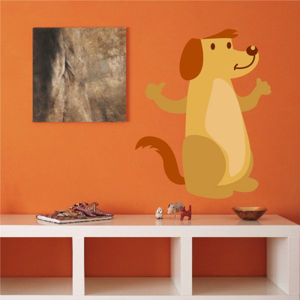 Dog sticker with thumbs-up pose, tan cartoon dog