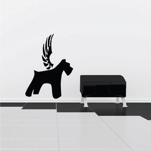 Black dog with wings wall decal vinyl sticker silhouette