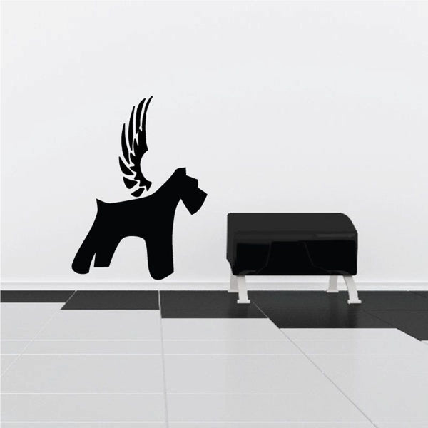 Black dog with wings wall decal vinyl sticker silhouette