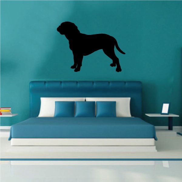 Dogue de Bordeaux dog decal, black standing side silhouette