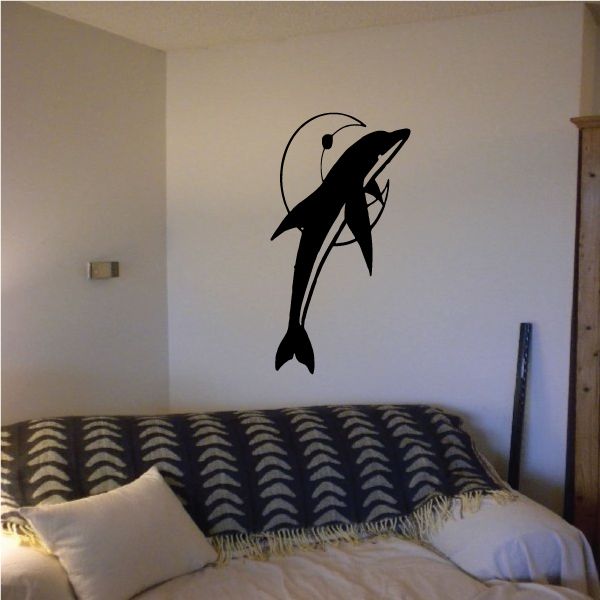 Image of Dolphin and Crescent Moon Decal