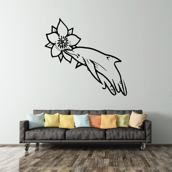 Image of Dolphin and Flower Decal