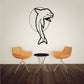 Dolphin and moon pose wall decal, black outline silhouette