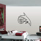 Dolphin wall decal with smiling face and moon design