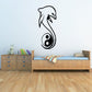 Dolphin yin yang wall decal with flowing tail in black outline