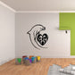 Dolphin and tribal heart wall decal, black outline with stylized heart in center