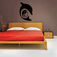 Dolphin and yin yang wall decal, black silhouette with yin-yang symbol