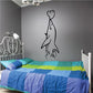 Dolphin beak heart touch wall decal, black line-art silhouette