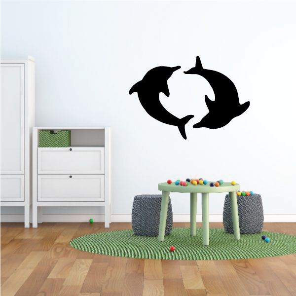 Image of Dolphin Couple Swimming in Circle Decal