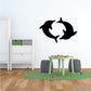 Dolphin couple swimming in circle wall decal, black dolphin silhouettes