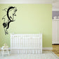 Dolphin dive decal in black outline with wave lines and musical notes