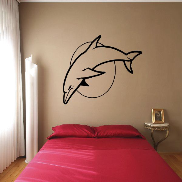 Image of Dolphin Diving and Moon Sun Decal