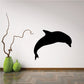 Black dolphin diving silhouette wall decal with thin brown outline trail