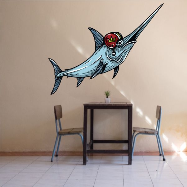 Image of Dolphin Football Mascot Wall Decal - Vinyl Car Sticker - Uscolor010